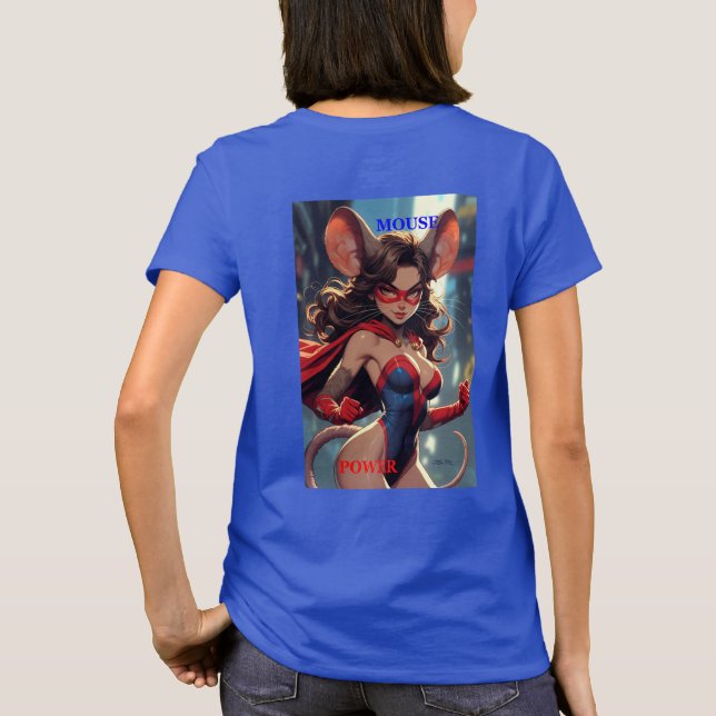 Mujer SuperRatón Ratón Poder mujeres camiseta azul (Reverso)