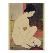Mujer tras baño - Reimpresión de arte cosmético ja