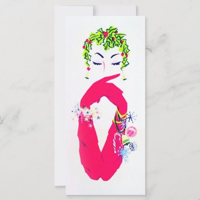 Mujer ventilado con tarjeta de Navidades de guante (Anverso)