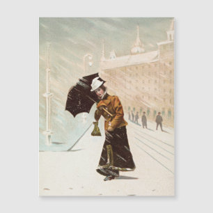 Mujer ventilado en la tormenta de nieve