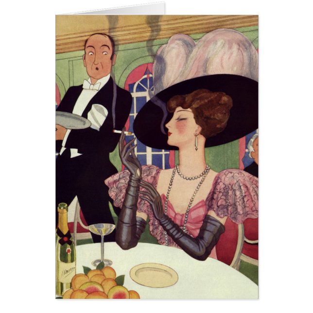 Mujer ventilado Fumar Cigarrillo beber champagne (Frente)