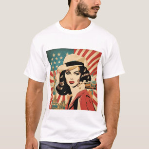 Mujer ventilado norteamericana camiseta