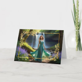 Mujer Verde azulada por tarjeta de cumpleaños de c