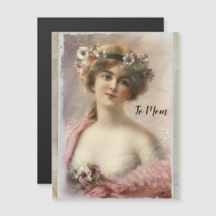 Mujer victoriana con flores en acuarela