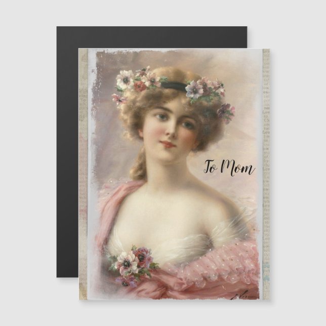 Mujer victoriana con flores en acuarela (Anverso/Reverso)