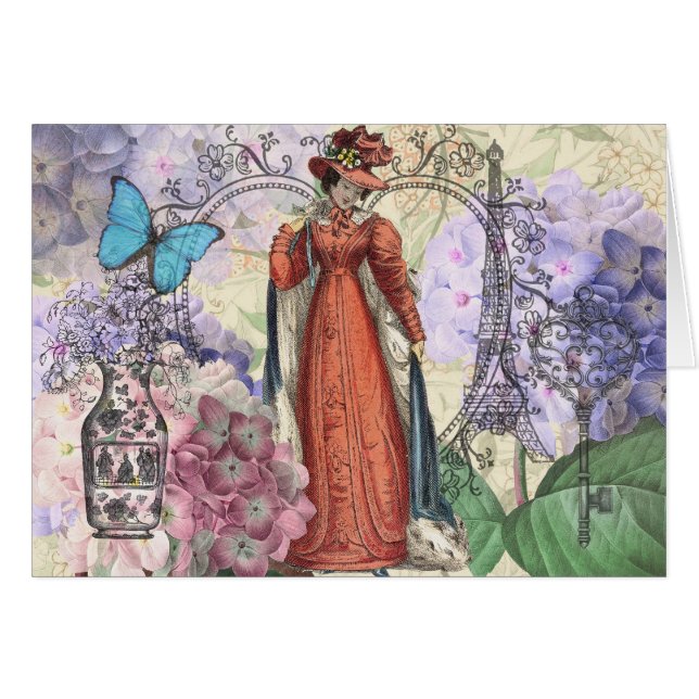 Mujer victoriana de moda colorida roja (Anverso (Horizontal))