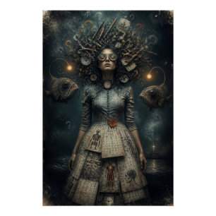 Mujer Victoriana Surrealista Impresión de Arte de