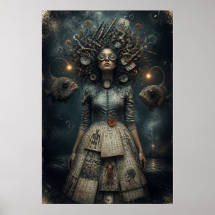 Mujer Victoriana Surrealista Impresión de Arte de