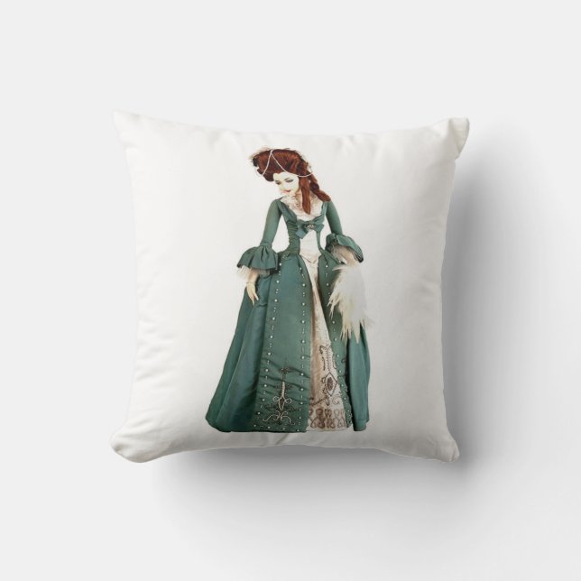 Mujer victoriana verde Cojín decorativo (Anverso)