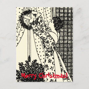 Mujer Vintage Con Navidades Escribió Postales