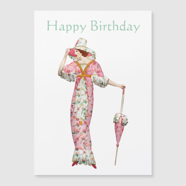 Mujer vintage de 1900 Feliz Cumpleaños (Anverso)