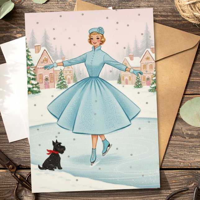 Mujer vintage retro de Navidad con Scotty Dog (Subido por el creador)