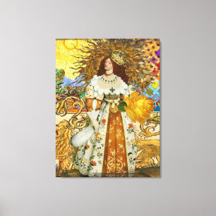 Mujer Vintage Sol Dorado: Arte de Collage de Zodia