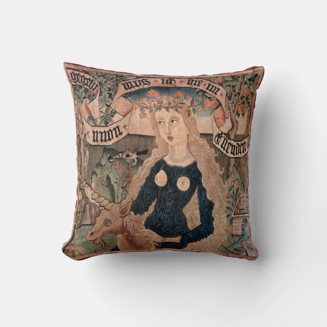 Mujer y almohada salvajes del unicornio (Anverso)