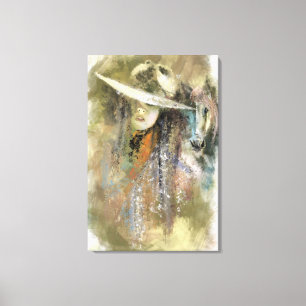 Mujer y Caballo Impresión en Lienzo - Pintura