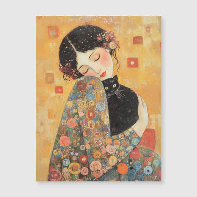 Mujer y gato inspirados en el klimt (Anverso)