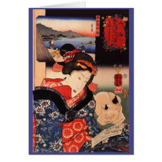 Mujer y gato japoneses