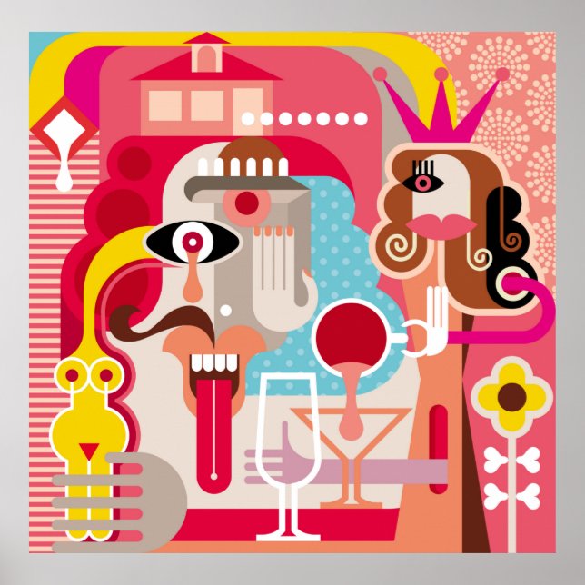 Mujer y hombre ilustracion. El arte moderno y fino (Frente)