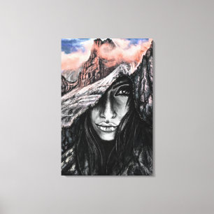 Mujer y Naturaleza Emoción Lienzo Impreso Arte Pin