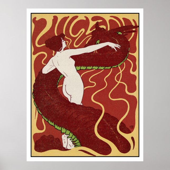 Mujer y serpiente - Art Nouveau - Arte Jugativo (Frente)