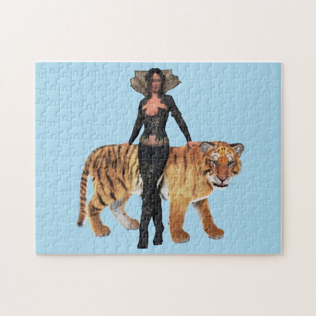 MUJER Y TIGRE FANTASÍA PUZZLE (Horizontal)