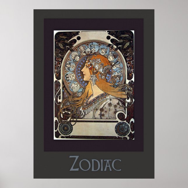 Mujer zodiaca de Alphonse Mucha - Arte vintage (Frente)