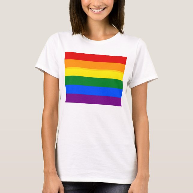 Mujeres camisetas con bandera arco iris LGBT (Anverso)