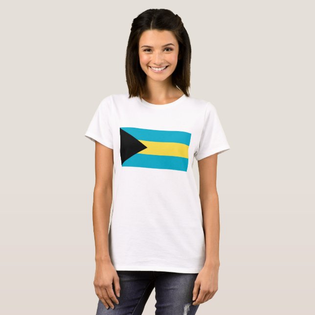 Mujeres camisetas con bandera de Bahamas (Anverso completo)