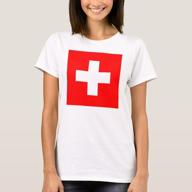 Mujeres camisetas con bandera de Suiza (Anverso)