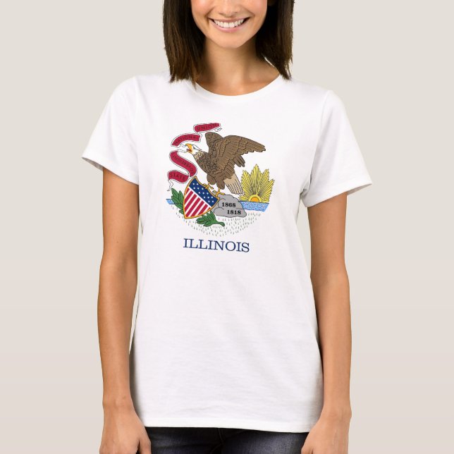 Mujeres camisetas con bandera del estado de Illino (Anverso)