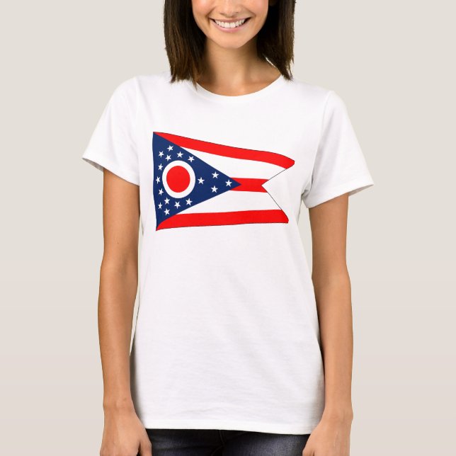Mujeres camisetas con bandera del estado de Ohio (Anverso)