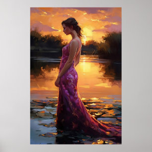 Mujeres Con Vestido Rosa Poster Arte Imprimir Pare