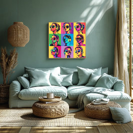 Mujeres de arte pop coloridas con gafas de sol y a