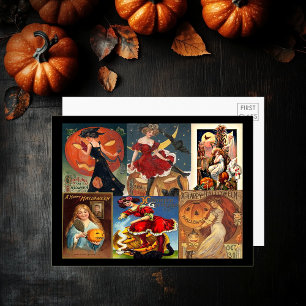 Mujeres de Halloween de época montan gran postal