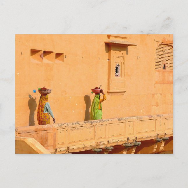 Mujeres de postales en ropa de sari, India (Anverso)