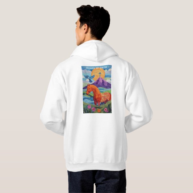 Mujeres de Valor Edredón, Sudadera con Capucha par (Reverso completo)