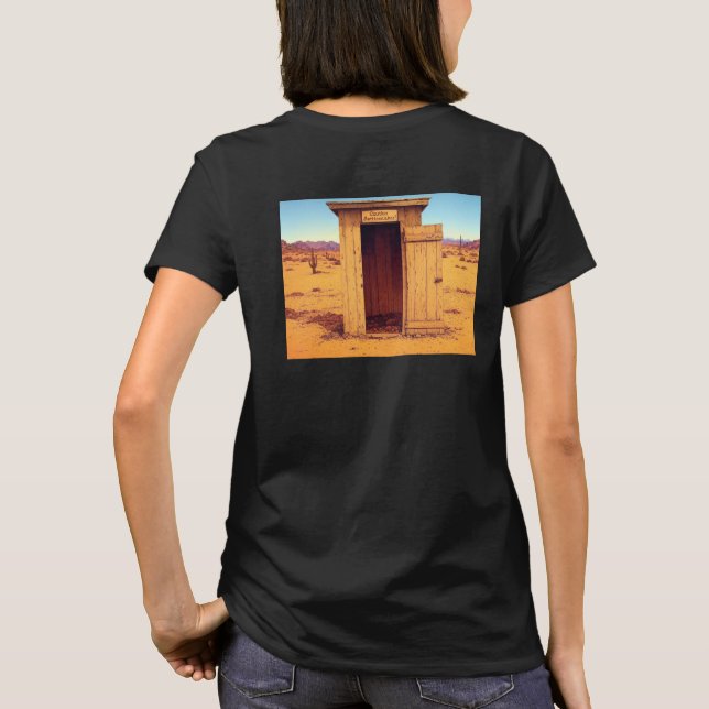 Mujeres del Desert Outhouse camiseta negra en la e (Reverso)