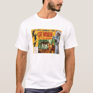 Mujeres del gato de la camiseta de la luna