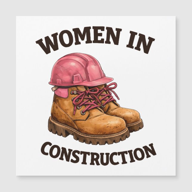 Mujeres en botas de trabajo de construcción y casc (Anverso)