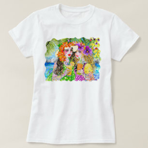 Mujeres en la playa Camiseta tropical Gemma Orte D