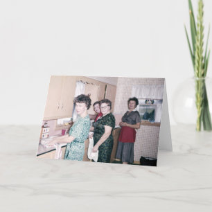 Mujeres en la tarjeta de felicitación retra de la