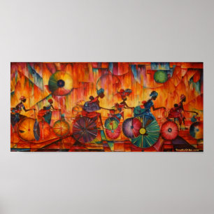 Mujeres en las ruedas - impresión de la lona