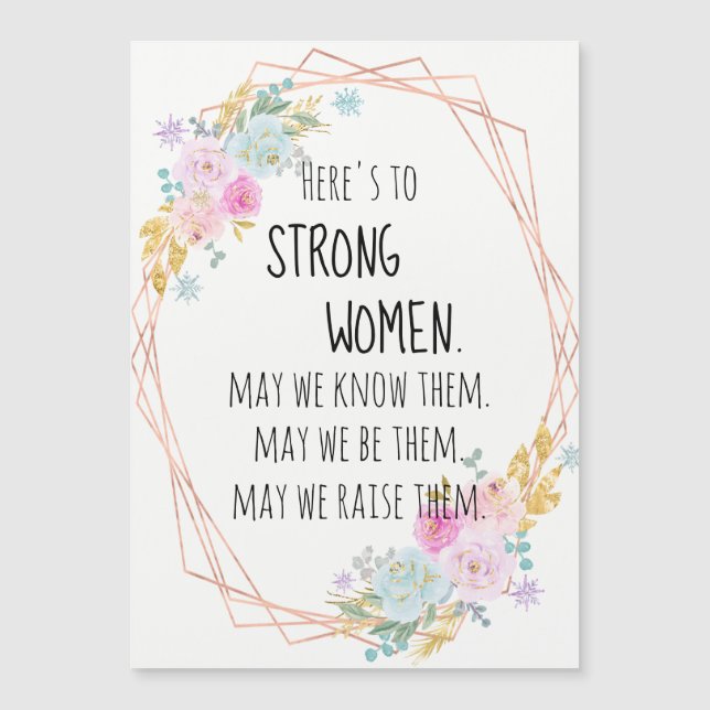 Mujeres fuertes con flores geométricas de oro rosa (Anverso)