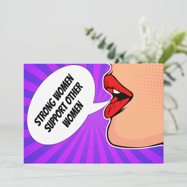 Mujeres fuertes se apoyan mutuamente en la tarjeta (Anverso de pie)
