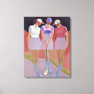 Mujeres Golfistas estiradas en papel de lienzo