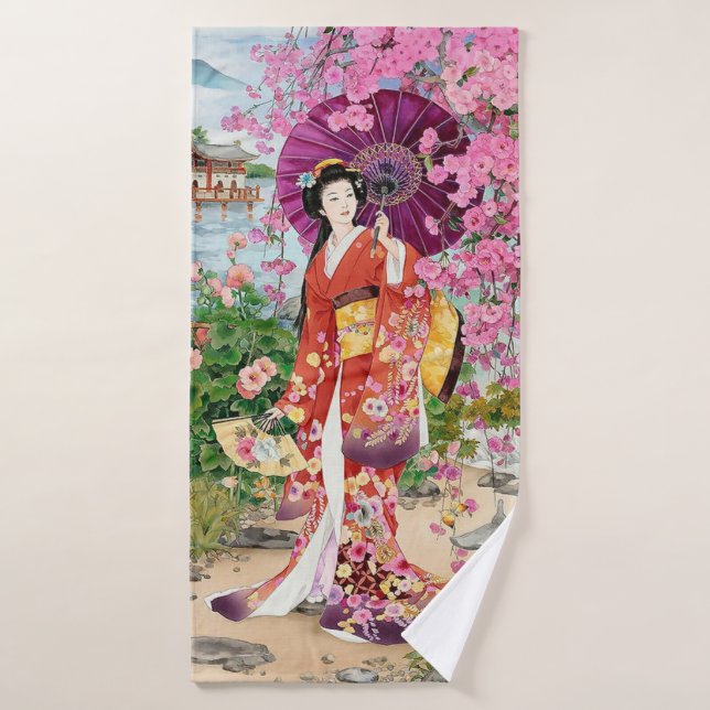 Mujeres Japonesas En Kimono   (Toalla de baño)