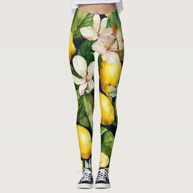 mujeres leggings en amarillo limón y verde (Anverso)