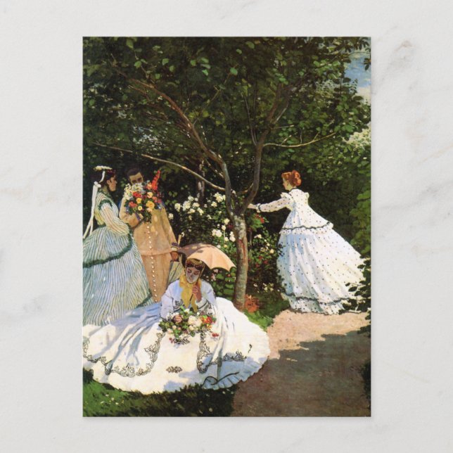 Mujeres Monet en la tarjeta postal del jardín (Anverso)