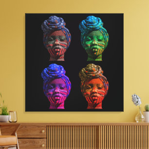 Mujeres Negras Coloridas Impresión en Lienzo Estir