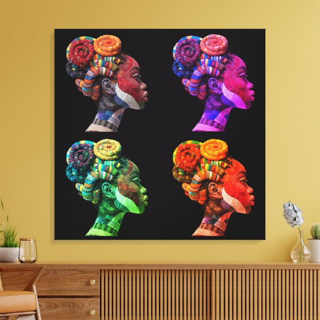 Mujeres Negras Coloridas Impresión en Lienzo Estir (Insitu (Sala de estar))